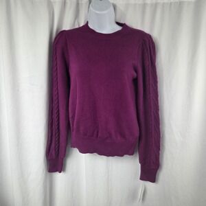 INC International Concepts Womens Cable Sleeve Sweater Purple Size XS